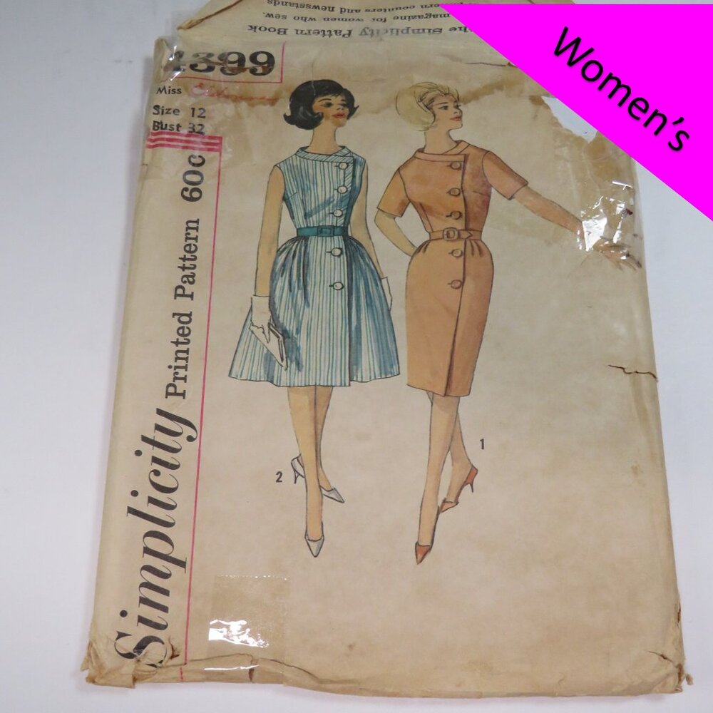 simplicity 4399 one piece wrap around dress with two skirt styles  size 12